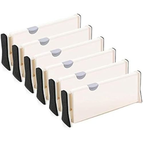 6-Pack Adjustable Drawer Dividers Organizer Separators - Good Grips Dresser Organizer - for Bedroom, Bathroom, Closet, Baby Drawer, Desk