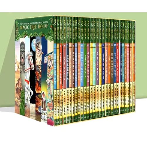 A Library of Magic Tree House 28 Collection Series Paperback Magic Treehouse 1-28 Complete Set with The Box Early Childhood Education Materials
