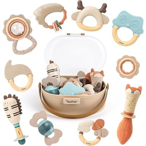 Baby Rattles & Teethers Set, Baby Toys 0-6 Months, Teething Toys 3-6 Months