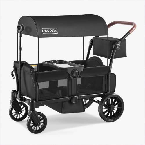 Harppa Rori All-Terrain Wagon Stroller for 2, Foldable Kids Wagon with Canopy for Beach & Camping
