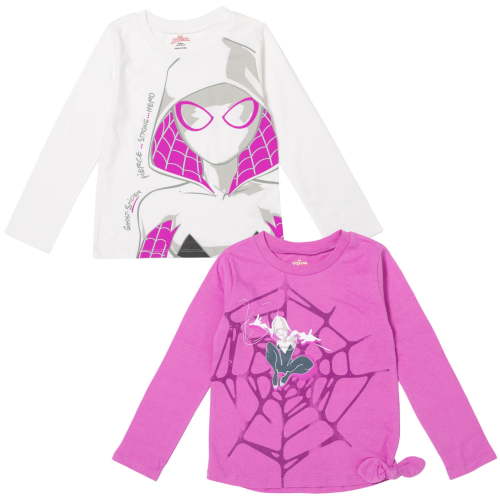 Marvel Spidey and His Amazing Friends Spider-Gwen Ghost Spider Little Girls 2 Pack Long Sleeve T-Shirts Toddler to Big Kid