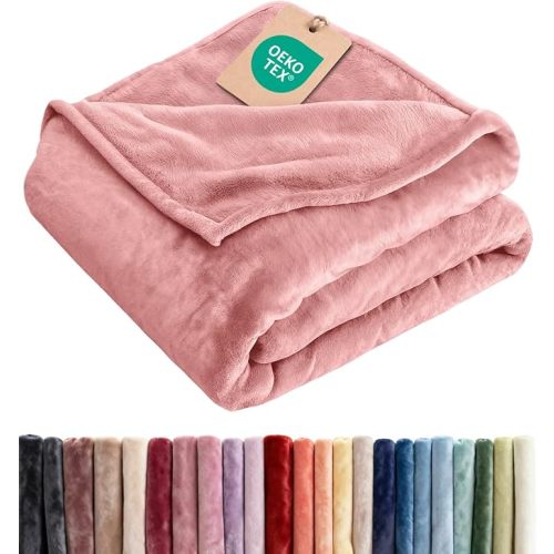 Ultra Soft Fleece Blanket King Size - Flannel Fleece Luxury King Blanket - Lightweight for Couch Bed Chair - Thick, Warm & Breathable - All Season Cozy Fuzzy, Anti-Static Microplush Bedding, Rose Pink