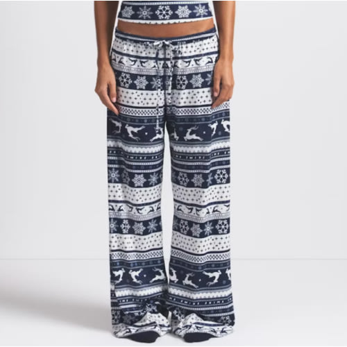 LOGO PLUSH POINTELLE PANT | NAVY DEER FAIR ISLE