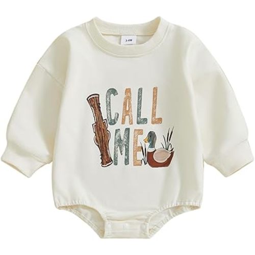Yxniwxe Newborn Baby Boy Girl Hunting Outfit 1st Birthday Mallard Duck Romper Oversized Sweatshirt Playsuit Spring Clothes