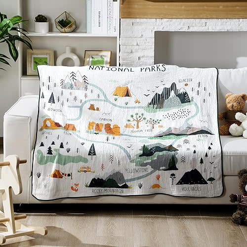 SmoothNovelty National Parks Muslin Blanket for Baby, 47 x 47 Inch
