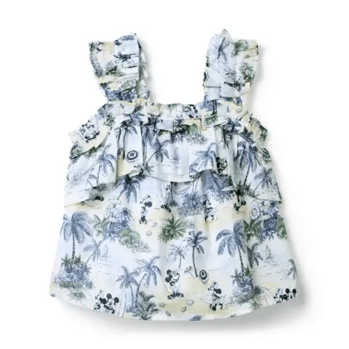 Girl White Surf Toile Disney Mickey Mouse Surf Toile Ruffle Top by Janie and Jack