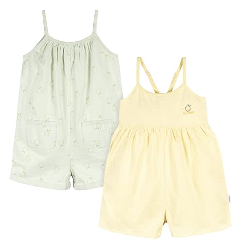 Gerber Baby Girls' Toddler 2-pack Sleeveless Romper Jumpsuit