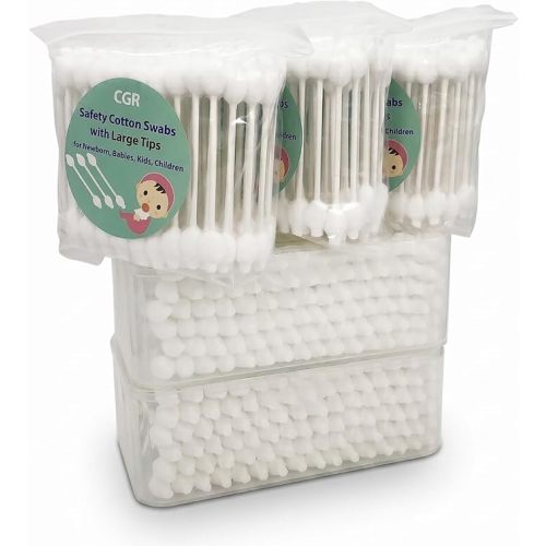 400pcs CGR Baby Safety Cotton Swabs with Large Tips for Newborn Babies Kids