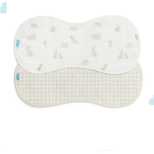 Burp Cloth 2 Pack Cotton White Cloud Bunnies