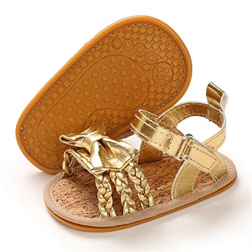 E-FAK Infant Baby Girls Sandals Summer Crib PU Leather Bowknot Soft Anti-Slip Rubber Sole Toddler First Walkers Shoes