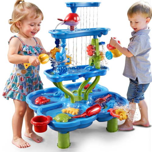 Free Shipping! Dinosaur Planet Kids Sand Water Table 4-Tier Sensory Play Toy for Toddlers Outdoor Beach and Backyard