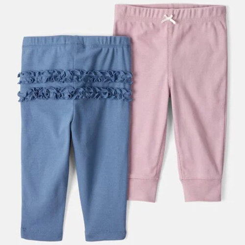 Baby Girl 2-Pack 100% Cotton Pull-On Pants - Blue/Pink | Carter's