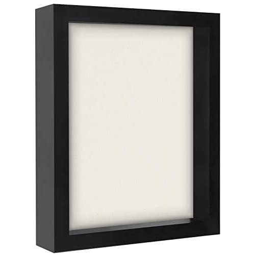 Americanflat 8.5x11 Shadow Box Frame in Black with Soft Linen Back - Composite Wood with Polished Glass for Wall and Tabletop
