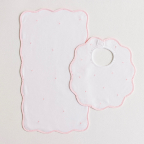 Bib & Burp Cloth Set – Pink Dots