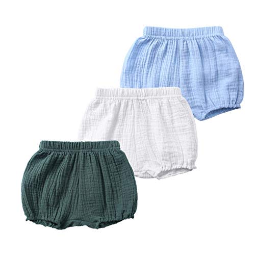 MYGBCPJS Baby Girls Boys 3 Pack Cotton Linen Blend Cute Bloomer Shorts Loose Harem Shorts