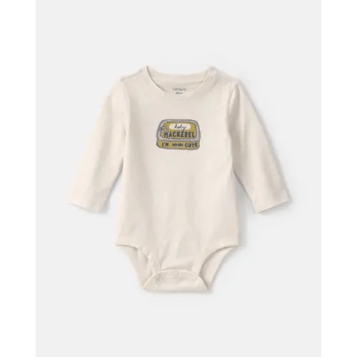 Baby Boy 'Holy Mackerel I'm Cute' Long-Sleeve Graphic Bodysuit - Cream | Carter's
