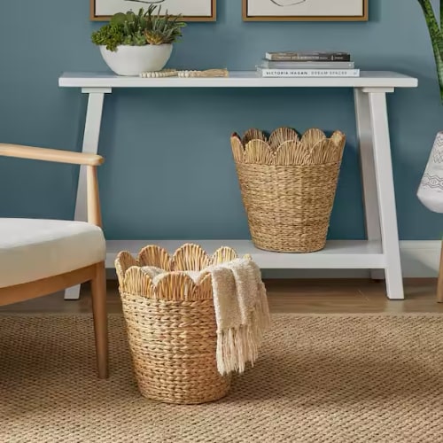 StyleWell Scalloped Bulrush Storage Baskets (Set of 2) THD-42566511