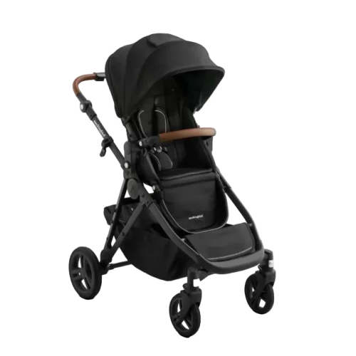Mockingbird Single to Double 3.0 Stroller, 2025, Charcoal with Penny Leather, Solid Black