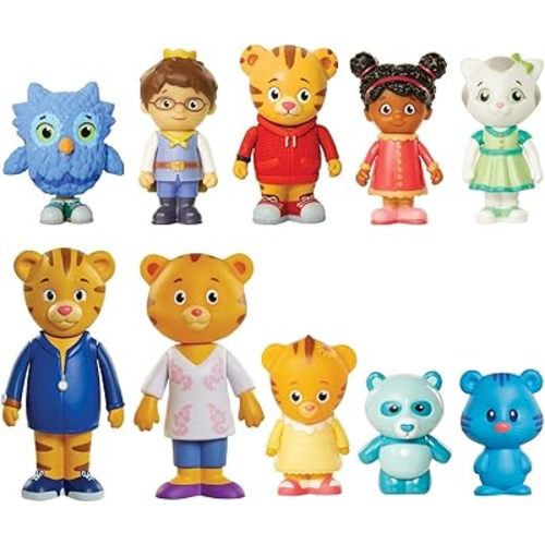 Daniel Tiger's Neighborhood Friends & Family Figure Set (10 Pack) Includes: Daniel, Friends, Dad & Mom Tiger, Tigey & Exclusive Figure Pandy [Amazon Exclusive]