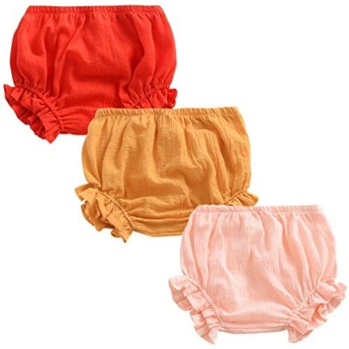 3PC Shorts Set Newborn Baby Girls Boys Pants Cotton Linen Blend Cute Floral Bloomers Triangle Shorts