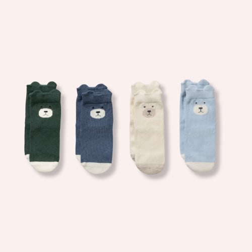 Organic 4 Pack Baby Socks - Moss, Buttermilk, Storm Blue, Twilight Blue
