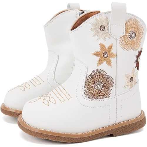 BMCiTYBM Baby Cowboy Cowgirl Boots Infant Western Shoes Boys Girls Round Toe Boots All Seasons 6-24 Months