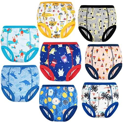 MooMoo Baby 8 Packs Potty Training Pants Cotton Absorbent Training Underwear for Toddler Boy and Girls 2T-9T