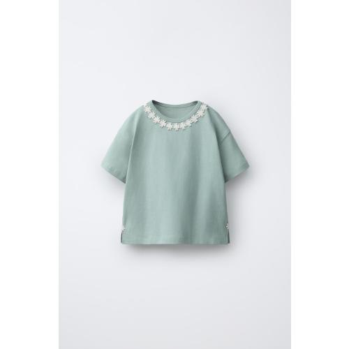 DAISY LACE T-SHIRT - Mid-pink | ZARA United States