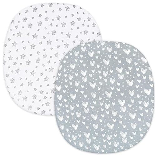 Bassinet Fitted Sheets Compatible with Graco Pack 'n-Play Dome LX Bassinet(not playard), 2 Pack, 100% Jersey Knit Cotton Sheets, Gray Print for Baby