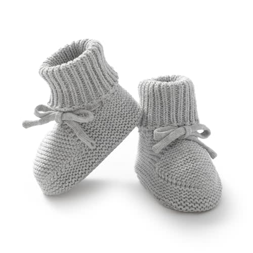 Hadetoto Baby Booties Newborn First Walkers Cozy Shoes Warm Knit Soft Booties for Toddler Infant Boy Girl