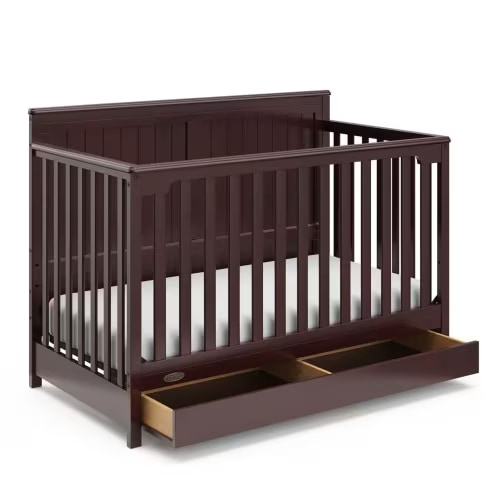 Graco Hadley Espresso 4-in-1 Convertible Crib with Drawer | The Home Depot Canada