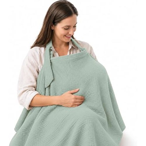 100% Muslin Cotton Nursing Cover with Arch Neckline for Women