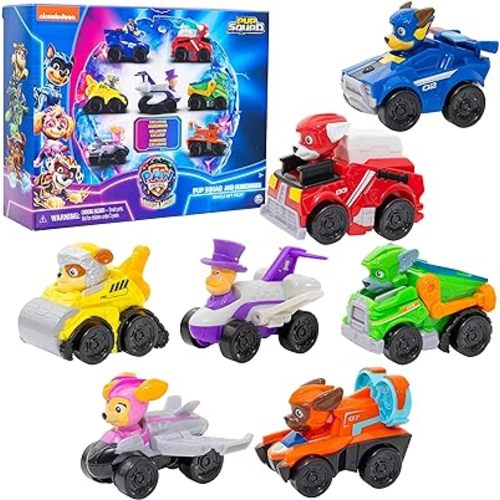 Paw Patrol: The Mighty Movie Toy Vehicle Set- 7 New Cars & Trucks w Exclusive Mayor Humdinger Action Figure-Includes Rubble, Chase, Skye, Zuma, Marshall, Rocky