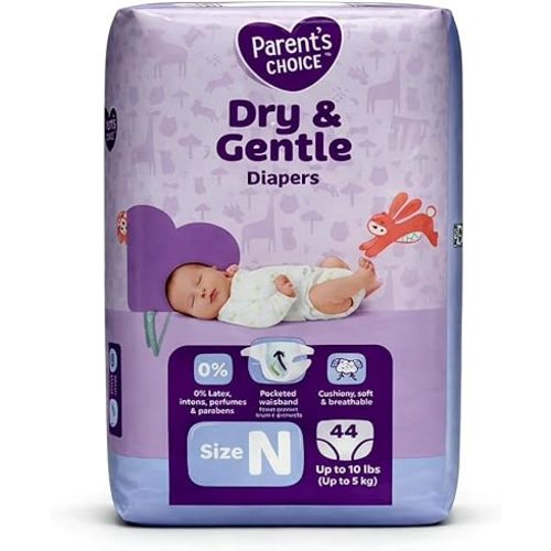 Parent's Choise Dry & Gentle Diapers Size Nborn -Pack of 1- -44 Count-
