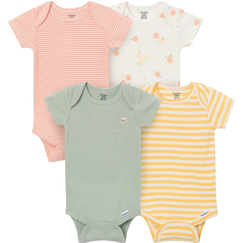 4-Pack Baby Neutral Fruit Picking Short Sleeve Bodysuits