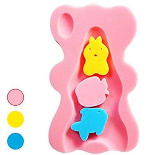 Dosaele Infant Bath Sponge for Age 1-3Y Comfortable Baby Bath Mat Non-Slip Newborn Bath Pillow (Blue)