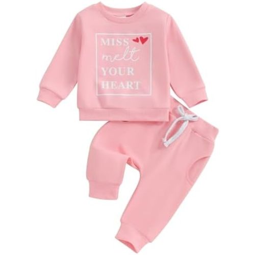 BeQeuewll Baby Girl Easter Outfit Happy Easter Sweatshirt Jogger Pants Infant Toddler Girls Pink Outfits Set