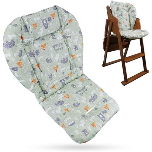 High Chair Cushion, High Chair Cover Pad, High Chair Pad Cover, Light and Breathable, Soft and Comfortable, Make The Baby Sit More Comfortable (Green Animal Print)