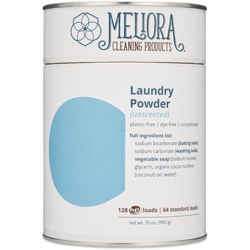 Meliora Cleaning Products Laundry Powder Detergent (128 HE Loads) (Unscented, Canister (with scoop) - 128 HE Loads)
