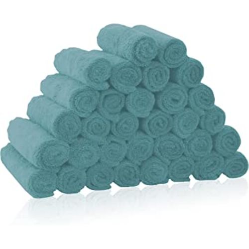 32 Pack Baby Washcloths - Luxury Coral Fleece - Absorbent and Soft Wash Clothes for Newborns, Infants and Toddlers Baby boy and girl - Suitable for Sensitive Skin and New Born - Teal, 10x10 Inch