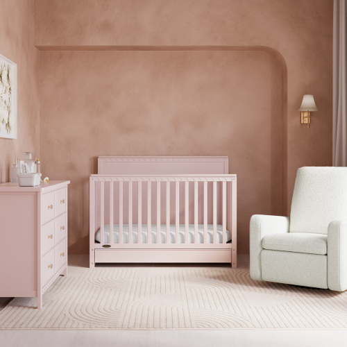 Graco Sasha 5-in-1 Convertible Baby Crib with Drawer, Blush