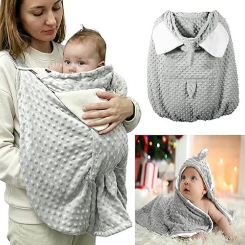 Baby Carrier Covers, Infant Stroller Hoody Covers for Universial Travel Carrier & Stroller Blankets for Babies, Detachable Inner Liner, Baby Wearing Carrier Covers with Large Front Pockets, Grey