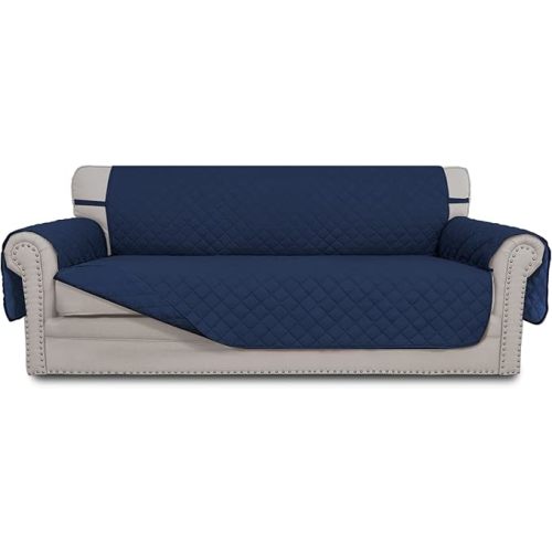 Easy-Going Reversible Oversized Couch Cover for 3 Cushion Couch Sofa Cover for Dogs Water Resistant Furniture Protector Cover with Foam Sticks for Pet Cat (Oversized Sofa, Navy/Navy)