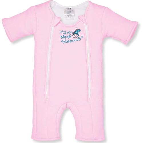 Magic Sleepsuit Baby Merlin's Cotton Baby Swaddle Transition Product - Soft and Cozy Design, Double Zipper for Easy Diaper Changes, Promotes Safe Sleep, 3-6 Months - Pink - Small 12-18lbs