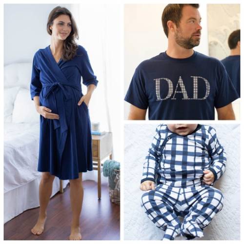Navy Maternity Labor Delivery Hospital Robe & Newborn Baby Boy Kimono Set Daddy T-shirt /baby Shower Gift/baby Be Mine/ Blue Gingham - Etsy