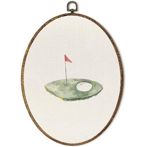 EGVQK Vintage Golf Sport Oval Wall Art, Sports Nursery Framed Canvas Prints Wall Art, Neutral Classic Golf Oval Canvas Hanging Wall Decor for Kids Boy Nursery Room Bedroom Decorations, 8.5x11.5in