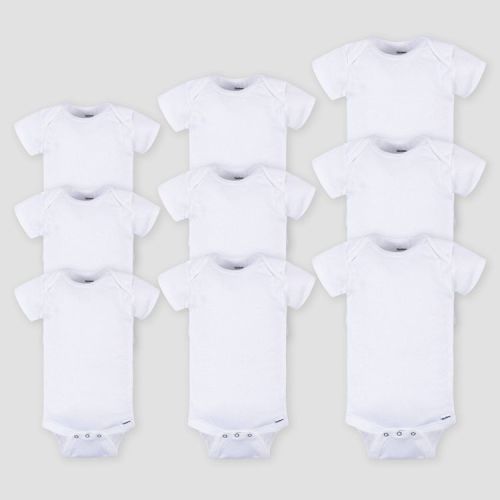 Gerber Baby 9pk Grow with Me Short Sleeve Onesie Assorted Size Set - White
