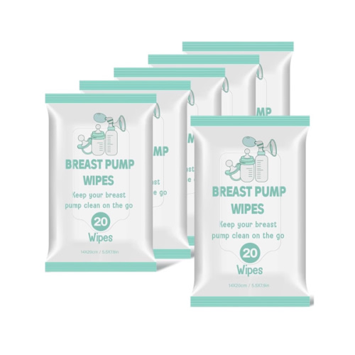 6 Pack 120 Count Breast Pump Wipes Quick Clean and Irritant Free Resealable Convenient Breast Pump Cleaning Wipes Hygienic Breastfeeding Supplies(Green)