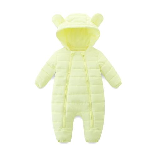 TITAREEY Infant Baby Snowsuit Cute Bear Ears Jumpsuit Newborn Romper Double Zipper Warm Jacket for Winter