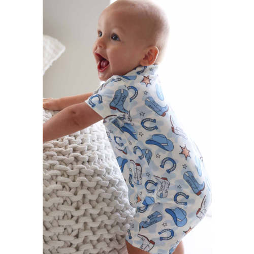 Rodeo Dreams Button Romper | Blue